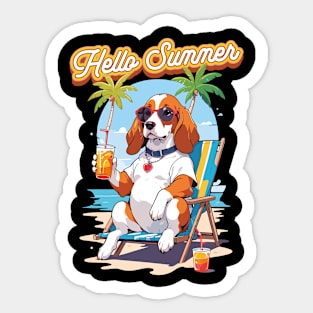 Hello Summer relaxed dog lover summer Sticker